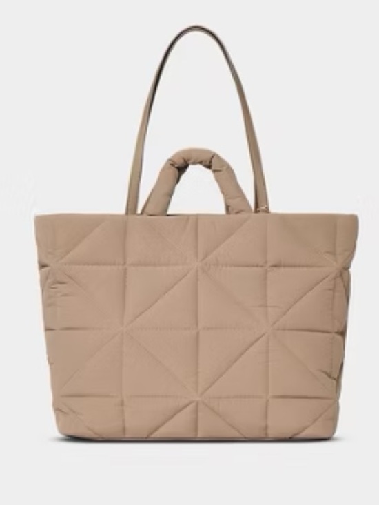 a new day Handbags - a new day Kate Quilted Tote Handbag Beige Tan Neutral Magnetic Closure